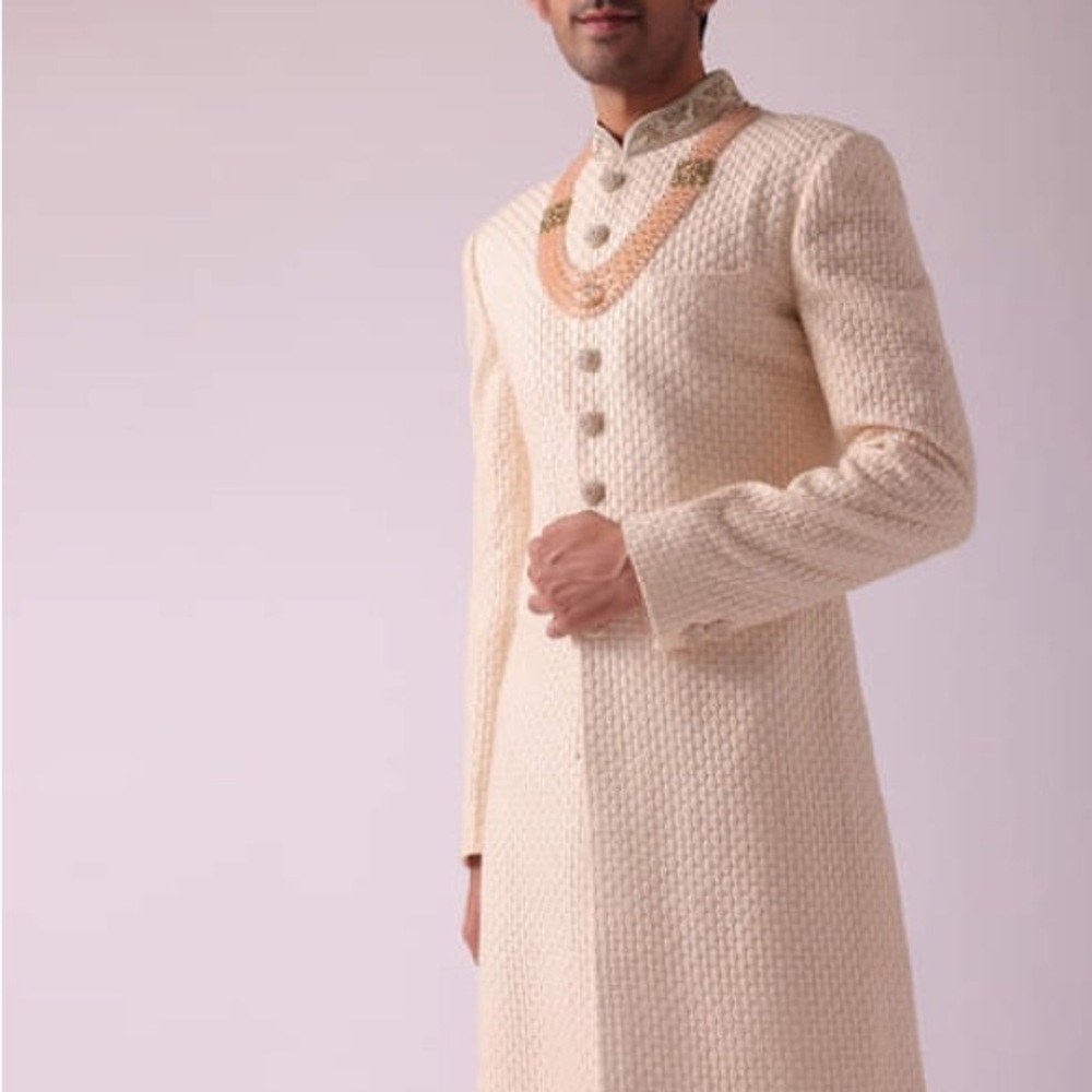 Classic Cream and Peach Men's Sherwani Jackets- Indian Style